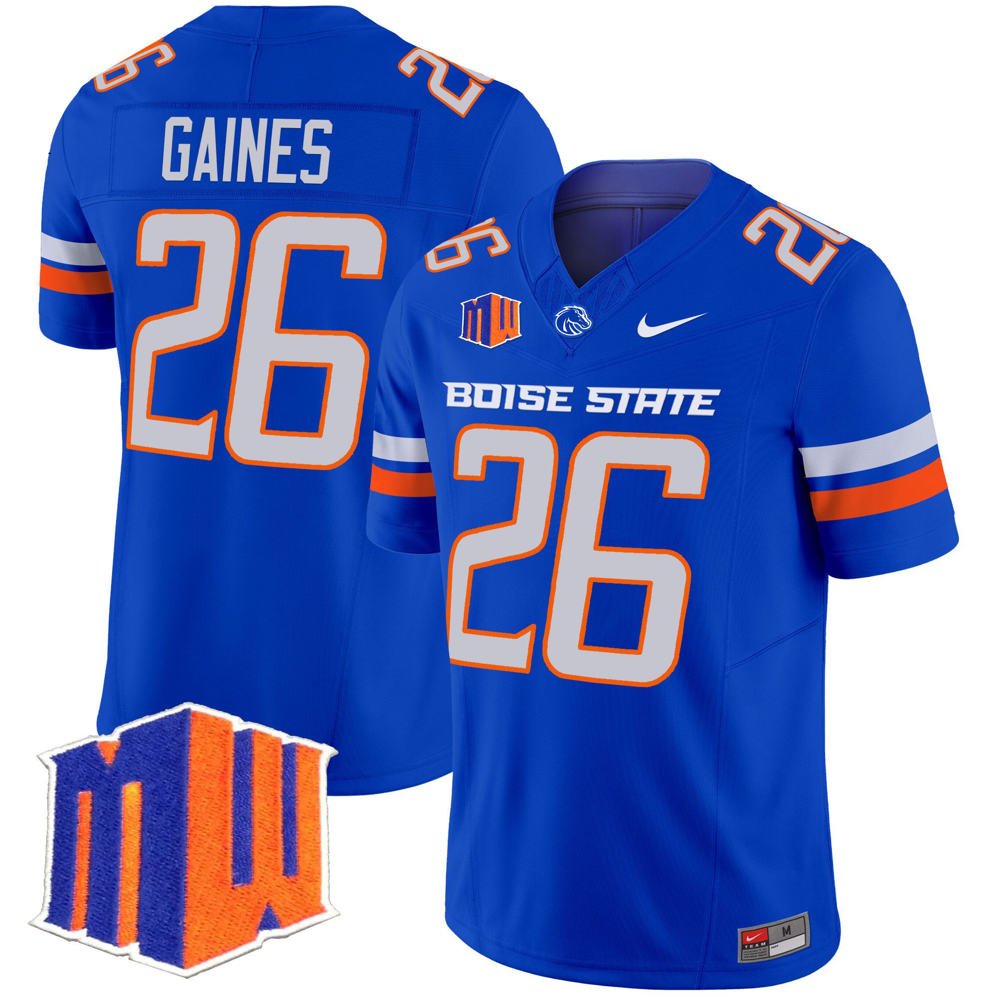 Men Boise State Broncos #26 Gaines Blue Nike 2024 Vapor Limited NCAA Jersey style 1->->NCAA Jersey